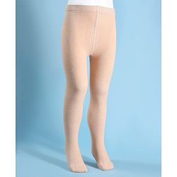 Cute Walk by Babyhug Cotton Knit Full Length Solid Anti Bacterial Tights - Beige