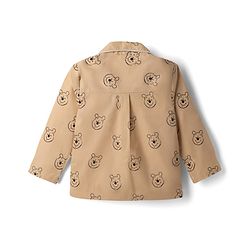 Babyhug Disney 100% Cotton Poplin Woven Full Sleeves Front Open Co-ord Shirt & Pajama Night Suit with Winnie the Pooh Print - Light Brown