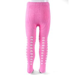 Cutewalk by Babyhug Non Terry Knit Anti-bacterial Tights With Floral Design -Pink