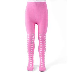 Cutewalk by Babyhug Non Terry Knit Anti-bacterial Tights With Floral Design -Pink