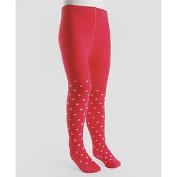 Cute Walk By Babyhug Non Terry Knit Anti-Bacterial Tights With Polka Dot Design - Maroon