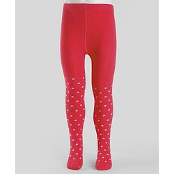 Cute Walk By Babyhug Non Terry Knit Anti-Bacterial Tights With Polka Dot Design - Maroon