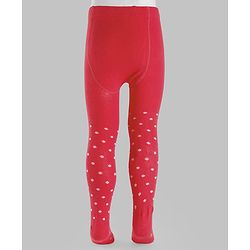 Cute Walk By Babyhug Non Terry Knit Anti-Bacterial Tights With Polka Dot Design - Maroon