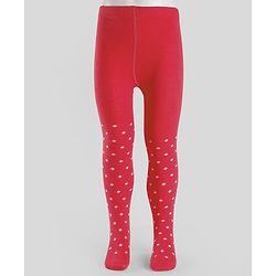 Cute Walk By Babyhug Non Terry Knit Anti-Bacterial Tights With Polka Dot Design - Maroon
