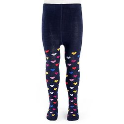 Cutewalk by Babyhug Non Terry Knit Anti-bacterial Tights With Heart Design -Navy Blue