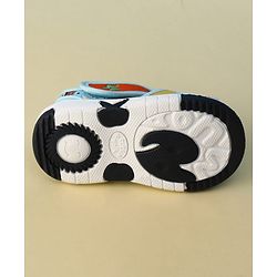 Cute Walk by Babyhug Velcro Closure Printed Musical Sandal With Vehicles Applique - Light Blue