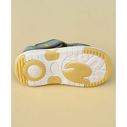 Cute Walk by Babyhug Velcro Closure Printed Musical Sandal With Vehicles & Dino Applique - Olive Green