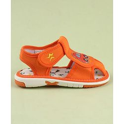 Cute Walk by Babyhug Velcro Closure Printed Musical Sandal With Vehicles & Dino Applique - Olive Green
