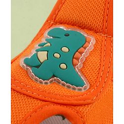 Cute Walk by Babyhug Velcro Closure Printed Musical Sandal With Vehicles & Dino Applique - Olive Green
