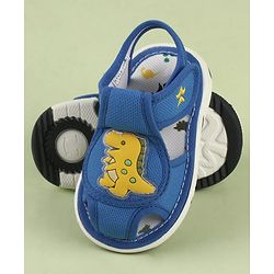 Cute Walk by Babyhug Velcro Closure Printed Musical Sandal With Vehicles & Dino Applique - Olive Green