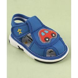 Cute Walk by Babyhug Velcro Closure Printed Musical Sandal With Vehicles & Dino Applique - Olive Green