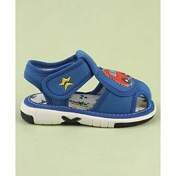 Cute Walk by Babyhug Velcro Closure Printed Musical Sandal With Vehicles & Dino Applique - Olive Green