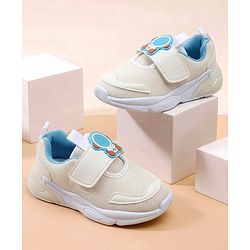 Cute Walk by Babyhug Velcro Closure Sneaker Shoes With Astronaut Applique - White