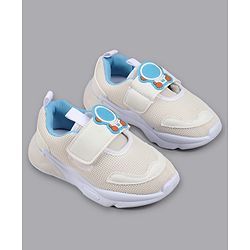 Cute Walk by Babyhug Velcro Closure Sneaker Shoes With Astronaut Applique - White