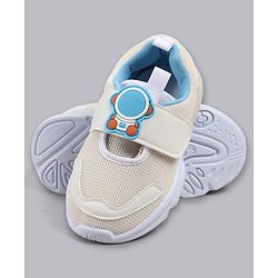 Cute Walk by Babyhug Velcro Closure Sneaker Shoes With Astronaut Applique - White