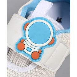 Cute Walk by Babyhug Velcro Closure Sneaker Shoes With Astronaut Applique - White