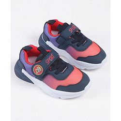 Cute Walk by Babyhug Velcro Closure Sneaker Shoes With Sports Text Print - Navy Blue