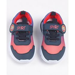 Cute Walk by Babyhug Velcro Closure Sneaker Shoes With Sports Text Print - Navy Blue