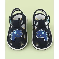 Cute Walk by Babyhug Velcro Closure Sandals With Dino Applique - Navy Blue
