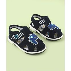 Cute Walk by Babyhug Velcro Closure Sandals With Dino Applique - Navy Blue