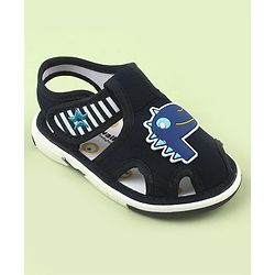 Cute Walk by Babyhug Velcro Closure Sandals With Dino Applique - Navy Blue