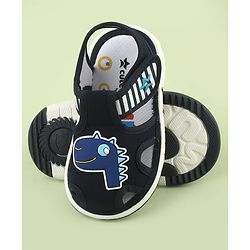 Cute Walk by Babyhug Velcro Closure Sandals With Dino Applique - Navy Blue