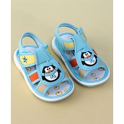 Cute Walk by Babyhug Velcro Closure Musical Sandal With Penguin Applique - Light Blue
