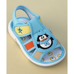 Cute Walk by Babyhug Velcro Closure Musical Sandal With Penguin Applique - Light Blue