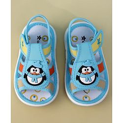 Cute Walk by Babyhug Velcro Closure Musical Sandal With Penguin Applique - Light Blue