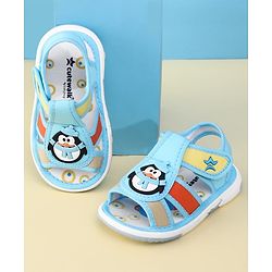 Cute Walk by Babyhug Velcro Closure Musical Sandal With Penguin Applique - Light Blue