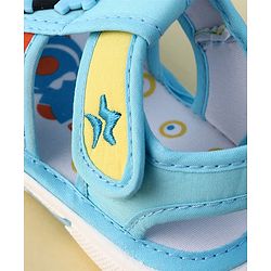 Cute Walk by Babyhug Velcro Closure Musical Sandal With Penguin Applique - Light Blue