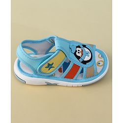 Cute Walk by Babyhug Velcro Closure Musical Sandal With Penguin Applique - Light Blue