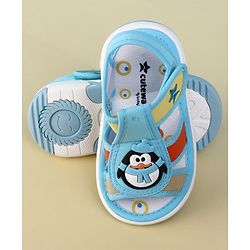 Cute Walk by Babyhug Velcro Closure Musical Sandal With Penguin Applique - Light Blue