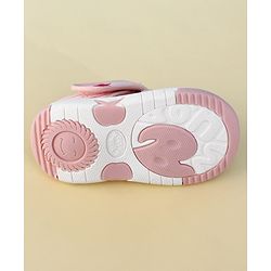 Cute Walk by Babyhug Velcro Closure Musical Sandal With Floral Applique & Checks - Pink