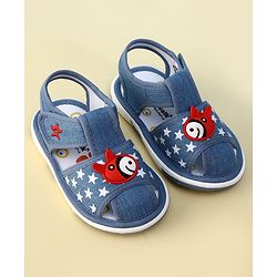 Cute Walk by Babyhug Velcro Closure Musical Sandal With Star Print & Fish Applique - Blue