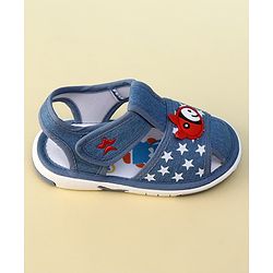 Cute Walk by Babyhug Velcro Closure Musical Sandal With Star Print & Fish Applique - Blue