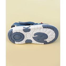 Cute Walk by Babyhug Velcro Closure Musical Sandal With Star Print & Fish Applique - Blue