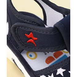 Cute Walk by Babyhug Velcro Closure Musical Sandal With Star Print & Fish Applique - Blue