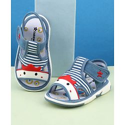 Cute Walk by Babyhug Velcro Closure Musical Sandal With Stripes - Blue