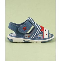 Cute Walk by Babyhug Velcro Closure Musical Sandal With Stripes - Blue