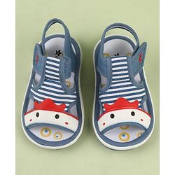Cute Walk by Babyhug Velcro Closure Musical Sandal With Stripes - Blue