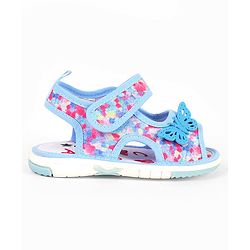 Cute Walk by Babyhug Velcro Closure Musical Sandal With Butterfly Applique - Blue