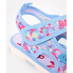 Cute Walk by Babyhug Velcro Closure Musical Sandal With Butterfly Applique - Blue