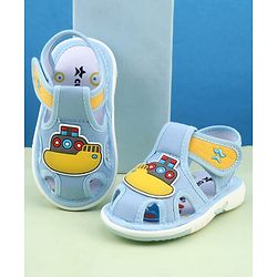 Cute Walk by Babyhug Velcro Closure Musical Sandal With Nautical Theme Applique - Light Blue