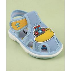 Cute Walk by Babyhug Velcro Closure Musical Sandal With Nautical Theme Applique - Light Blue