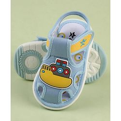 Cute Walk by Babyhug Velcro Closure Musical Sandal With Nautical Theme Applique - Light Blue