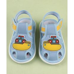 Cute Walk by Babyhug Velcro Closure Musical Sandal With Nautical Theme Applique - Light Blue