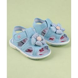 Cute Walk by Babyhug Velcro Closure Musical Sandal With Floral Applique - Light Blue