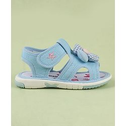 Cute Walk by Babyhug Velcro Closure Musical Sandal With Floral Applique - Light Blue