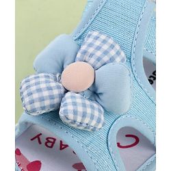 Cute Walk by Babyhug Velcro Closure Musical Sandal With Floral Applique - Light Blue